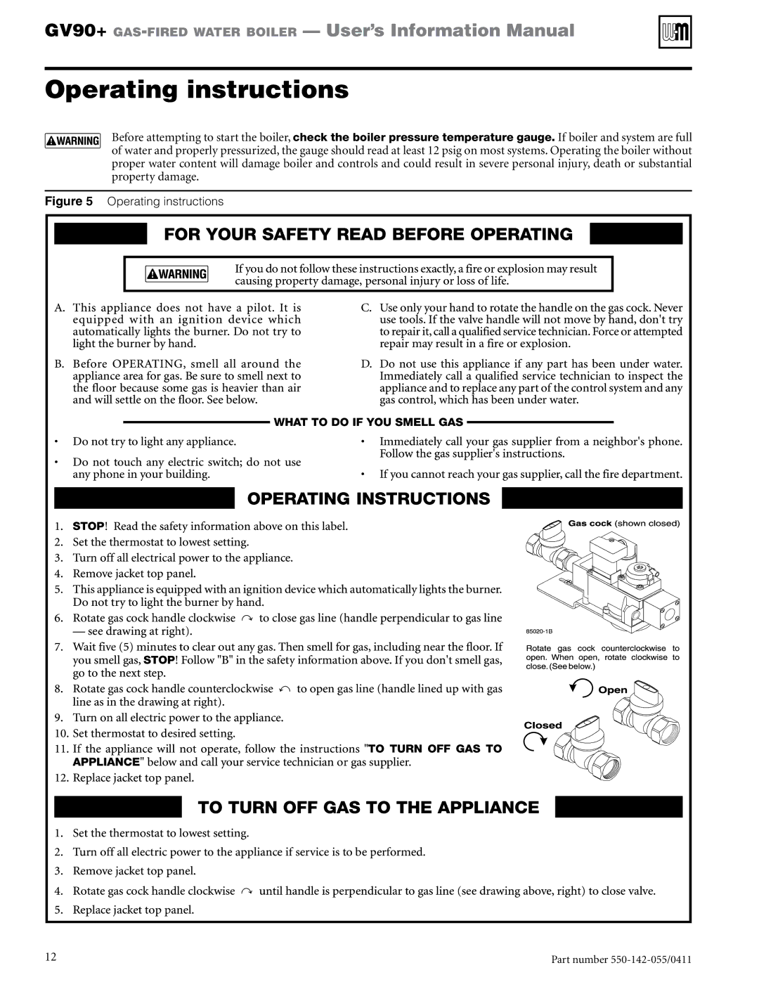 Weil-McLain GV90+ manual Operating instructions 