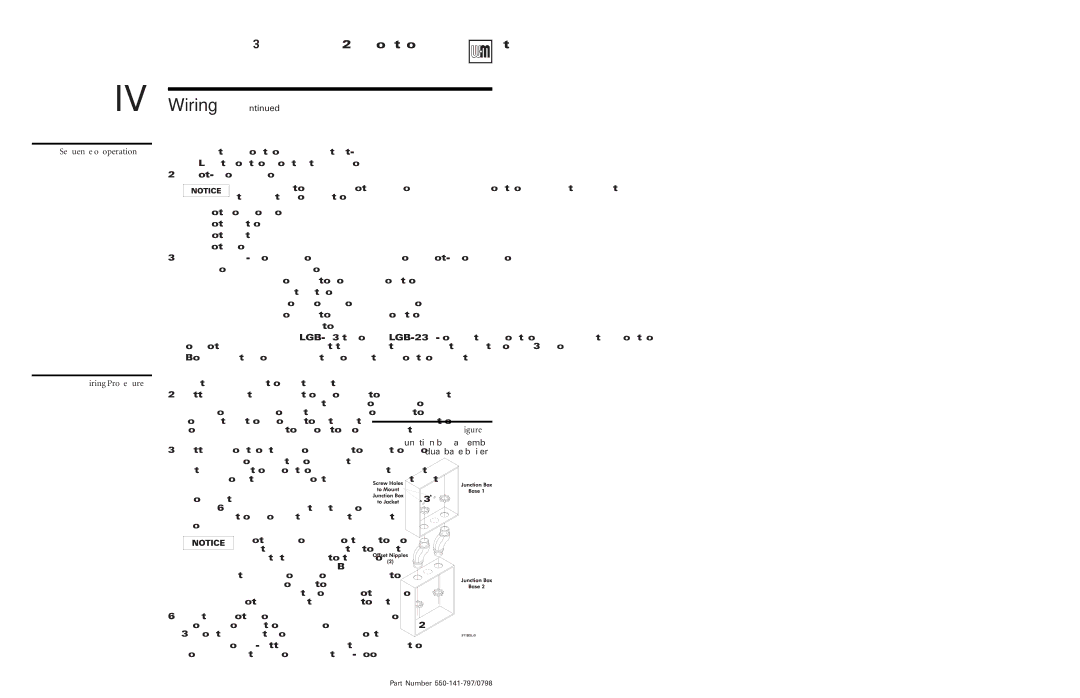Weil-McLain LGB-17, LGB-7, LGB-14, LGB-8, LGB-20, LGB-13, LGB-15, LGB-12 manual IV Wiring, Junction box assembly dual base boilers 