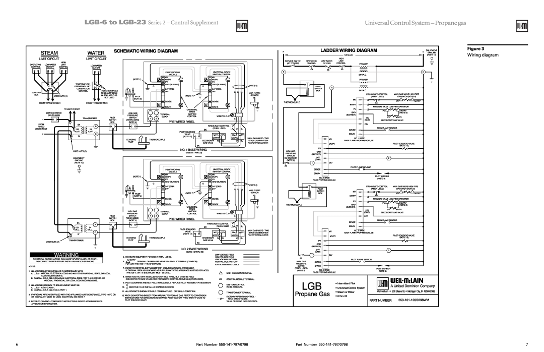 Weil-McLain LGB-12 Wiring diagram, Universal Control System - Propane gas, LGB-6to LGB-23 Series 2 - Control Supplement 