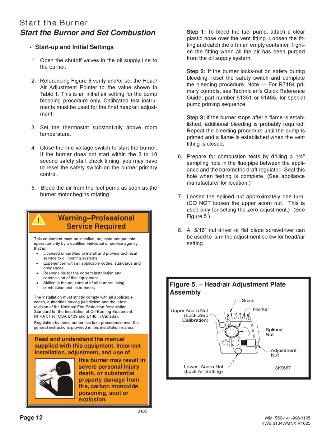 Weil-McLain NX manual Start the Burner and Set Combustion, Start-up and Initial Settings 