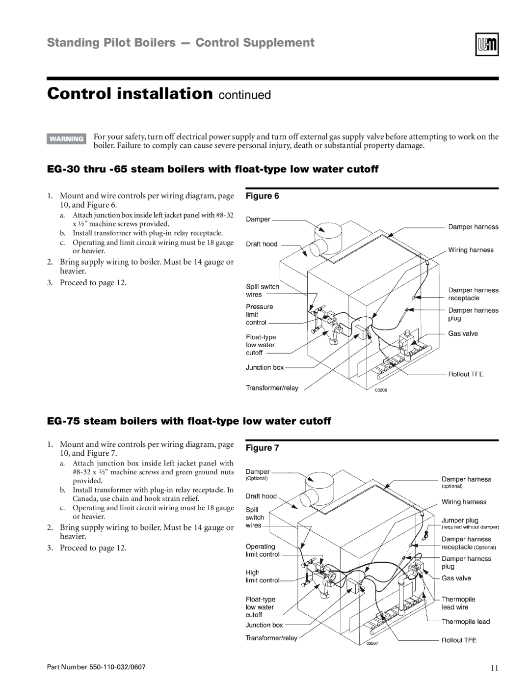 Weil-McLain EG-30 THRU -75, PEG-30 THRU -65 manual EG-75 steam boilers with float-type low water cutoff 