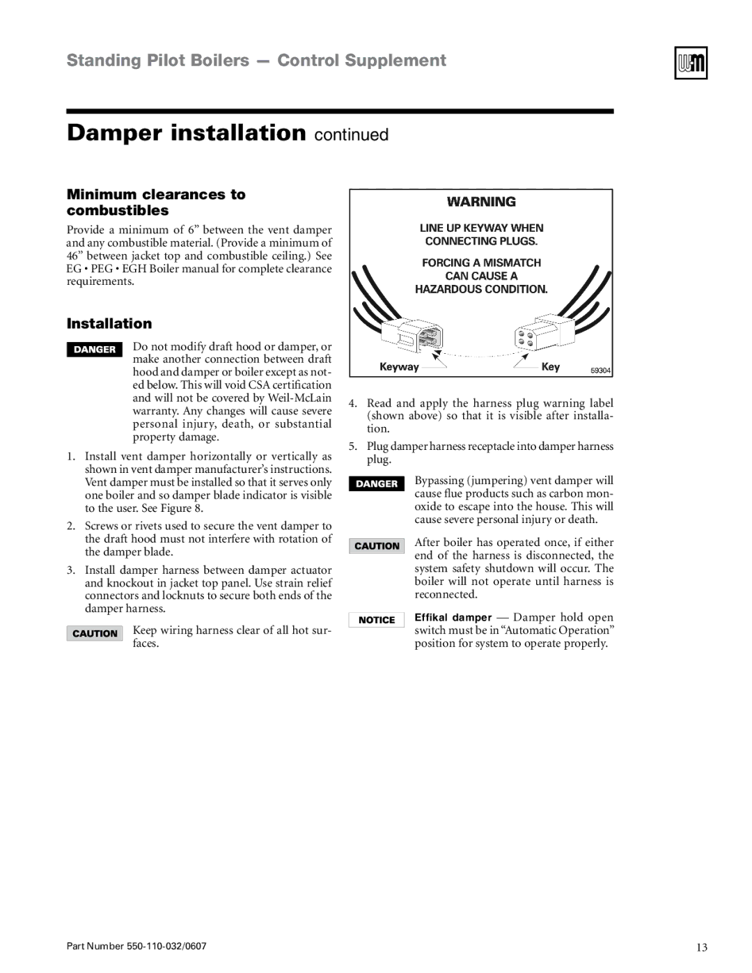 Weil-McLain EG-30 THRU -75, PEG-30 THRU -65 manual Minimum clearances to combustibles, Installation 