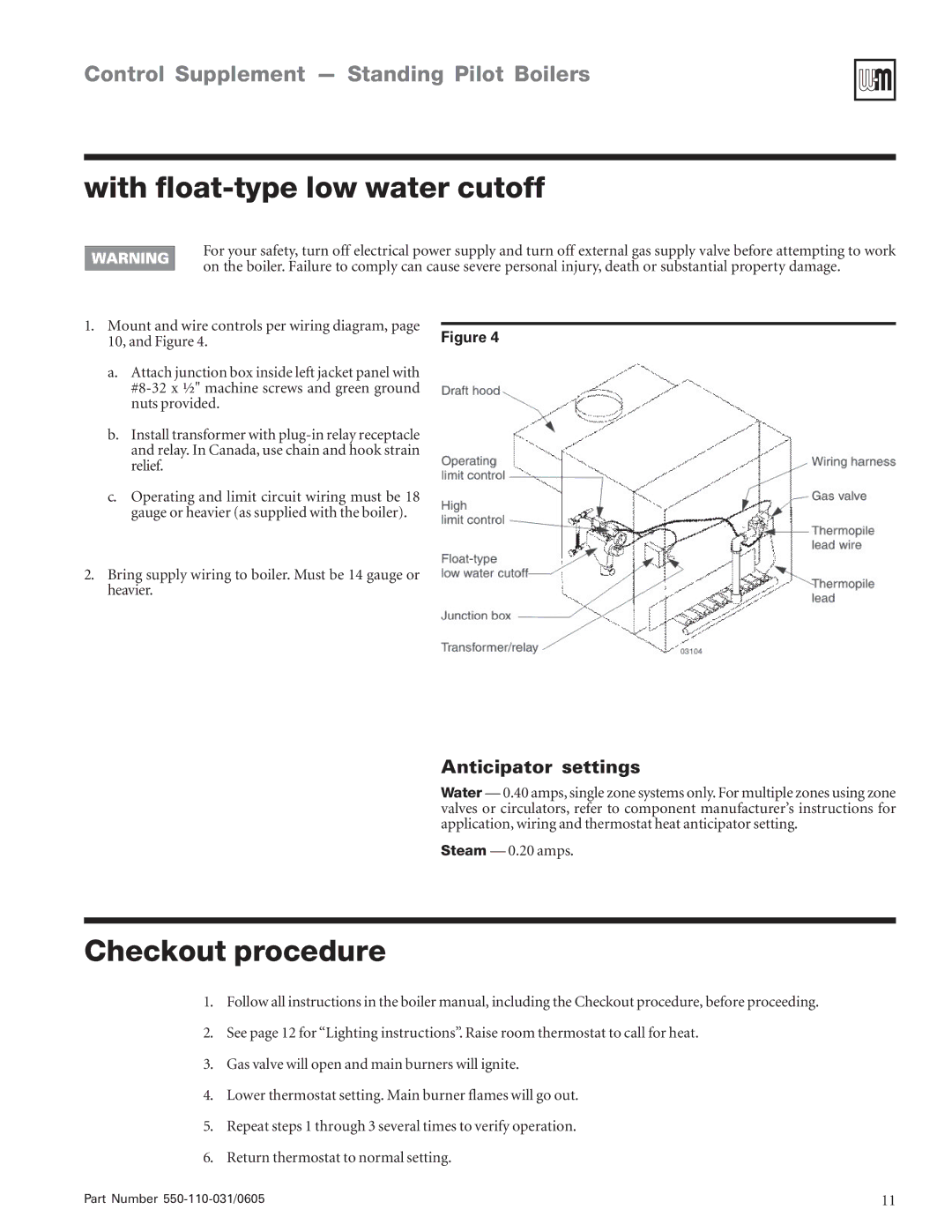 Weil-McLain EGH-85, PFG-6, EGH-95 manual With float-type low water cutoff, Checkout procedure 