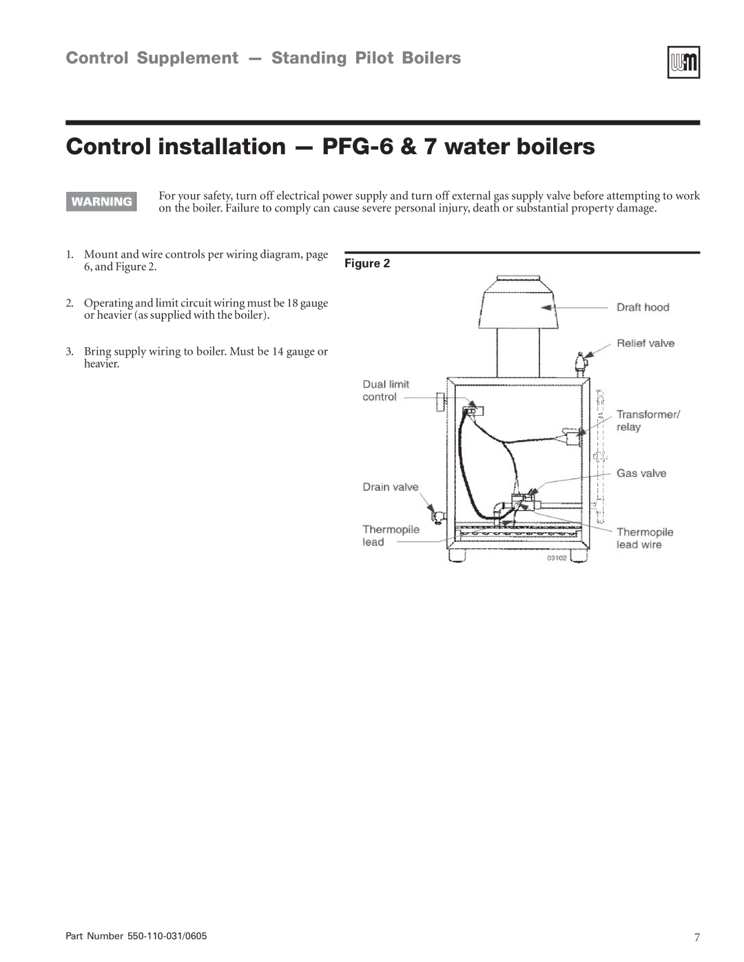 Weil-McLain EGH-95, EGH-85 manual Control installation PFG-6 & 7 water boilers 