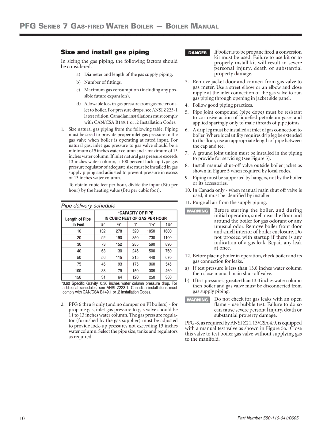 Weil-McLain PFG-7 manual Size and install gas piping, Follow good piping practices 