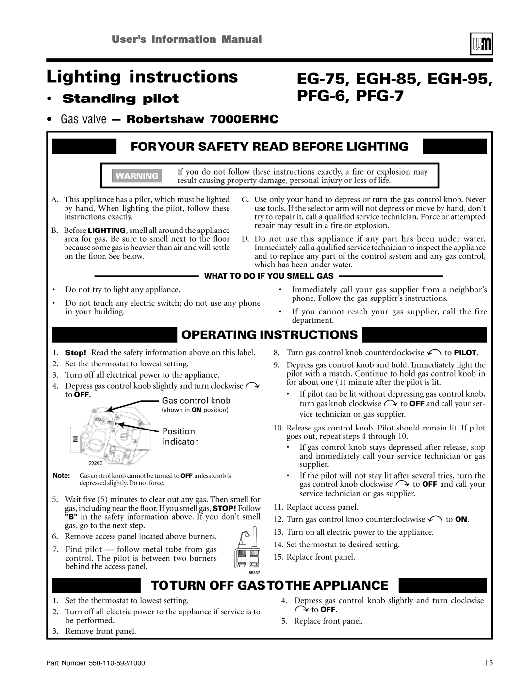 Weil-McLain CGi, PEG, CGs, LGB manual EG-75, EGH-85, EGH-95, PFG-6, PFG-7, Operating Instructions 