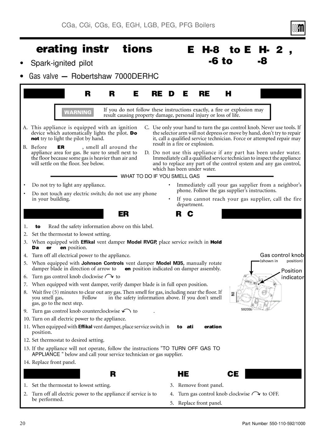 Weil-McLain CGs, PEG, CGi, LGB manual EGH-85 to EGH-125, PFG-6 to PFG-8, Spark-ignited pilot 