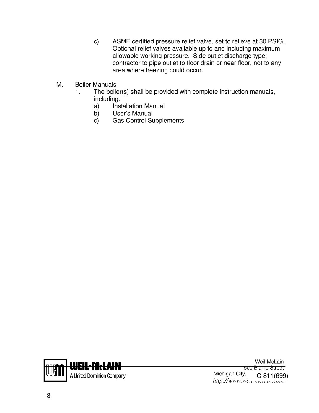 Weil-McLain PFG Series specifications 811699 