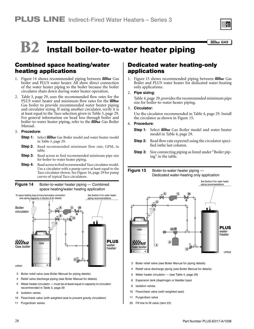 Weil-McLain PLUS-E017-A/1206 Install boiler-to-water heater piping, Combined space heating/water heating applications 