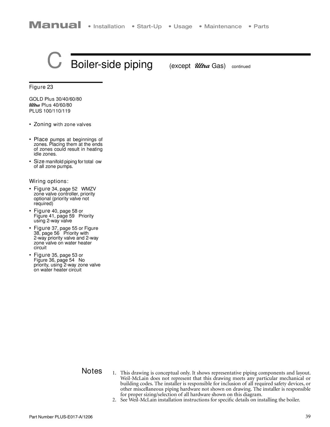 Weil-McLain PLUS-E017-A/1206 manual 58 or , page 59 Priority using 2-way valve 