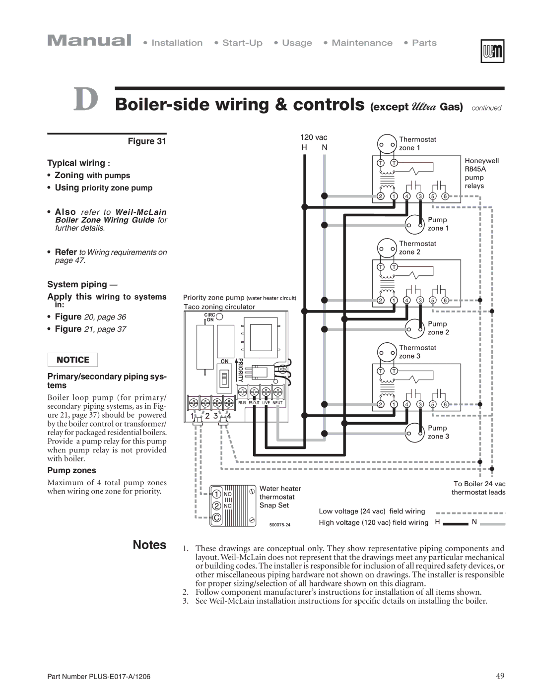 Weil-McLain PLUS-E017-A/1206 manual Primary/secondary piping sys- tems, Pump zones 