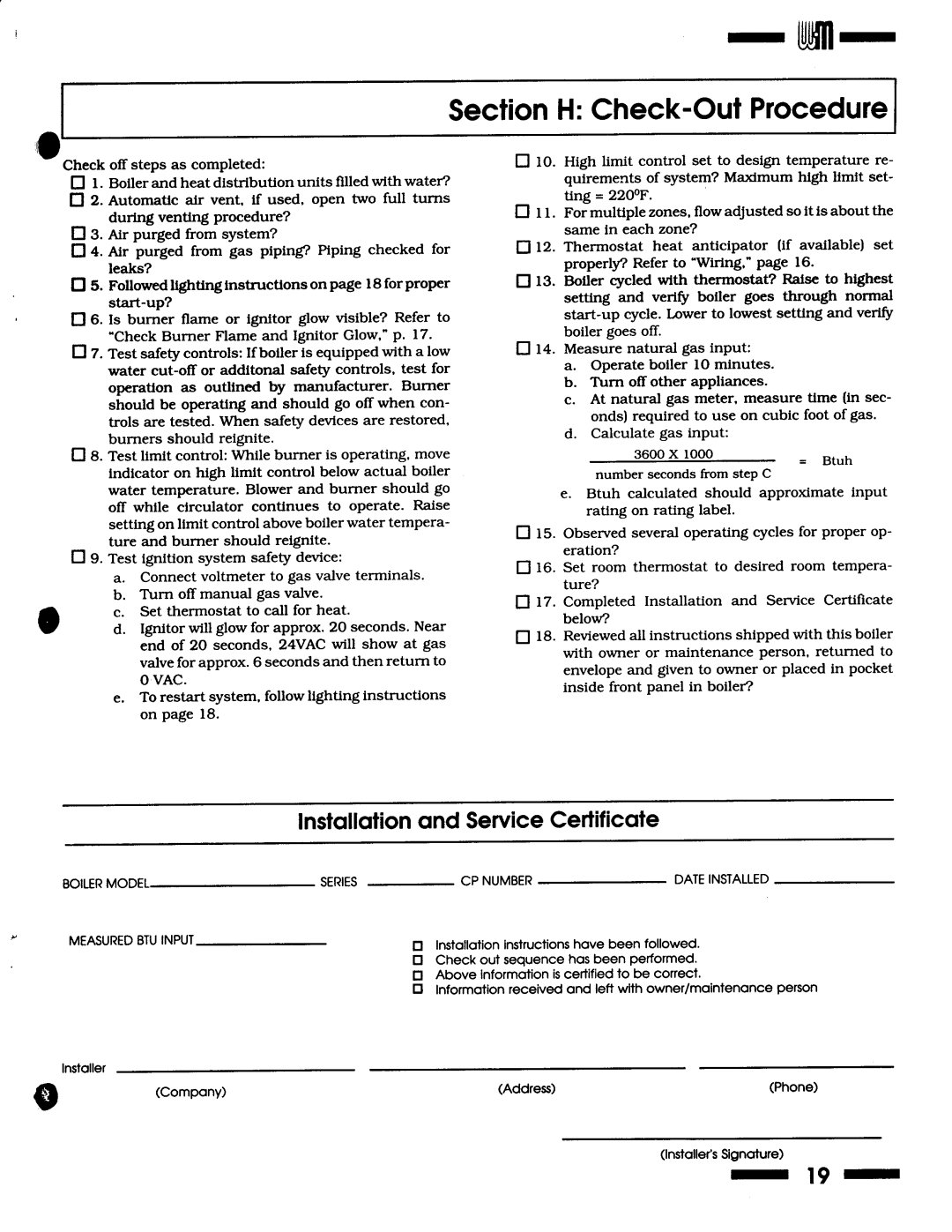 Weil-McLain Series 1 Boiler manual 