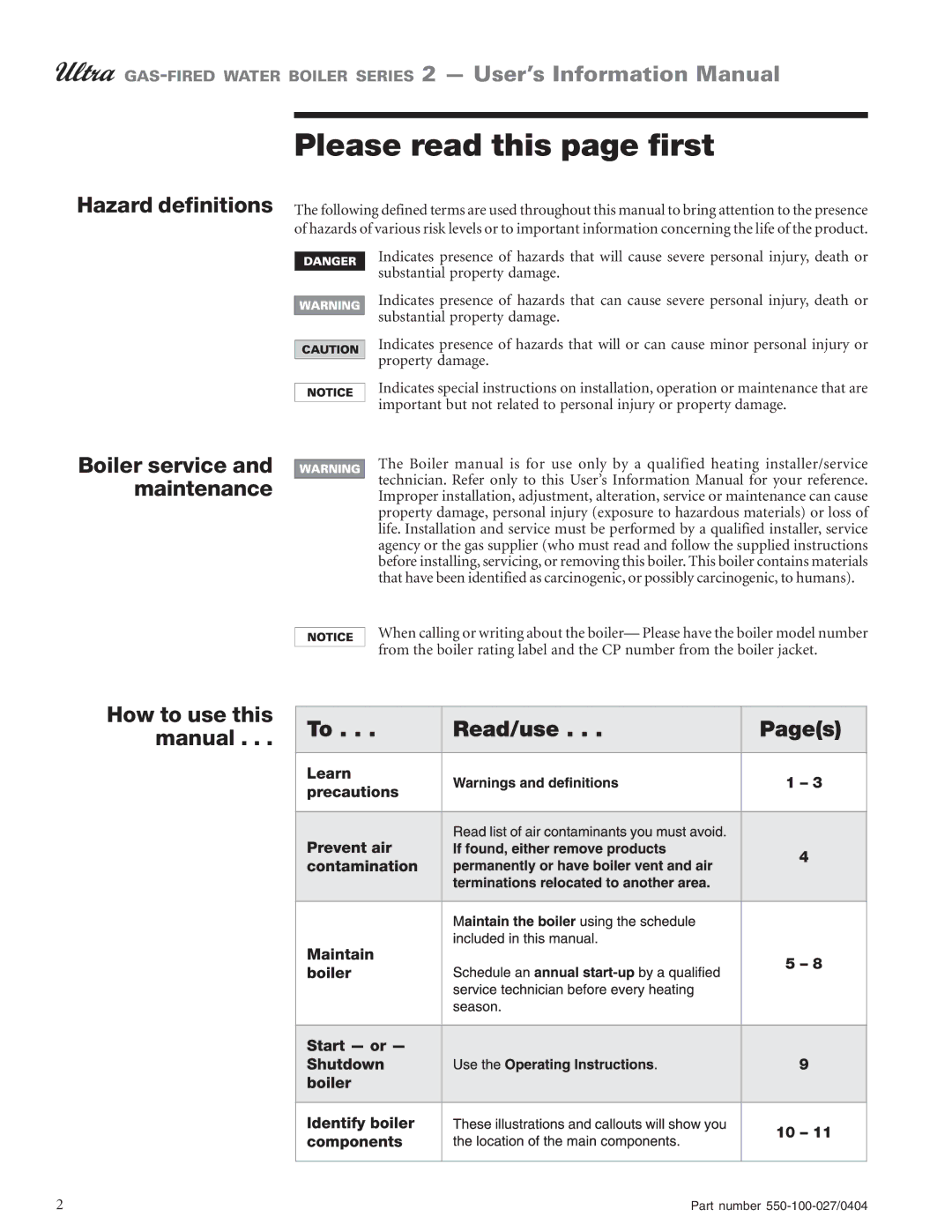 Weil-McLain Series 2 manual Please read this page first 