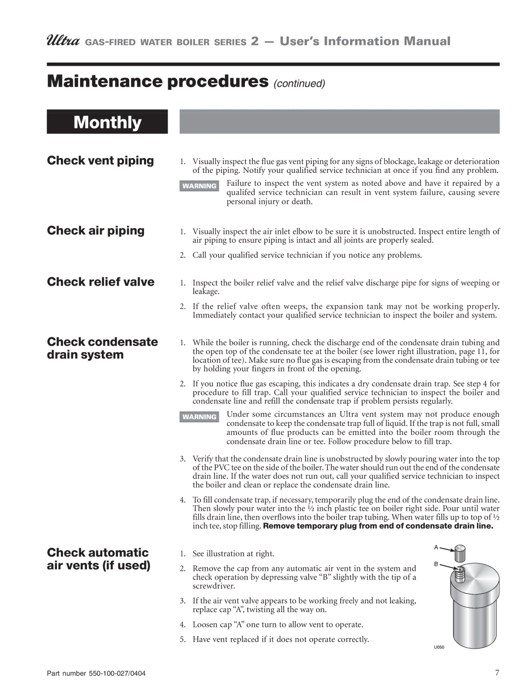 Weil-McLain Series 2 manual Monthly 