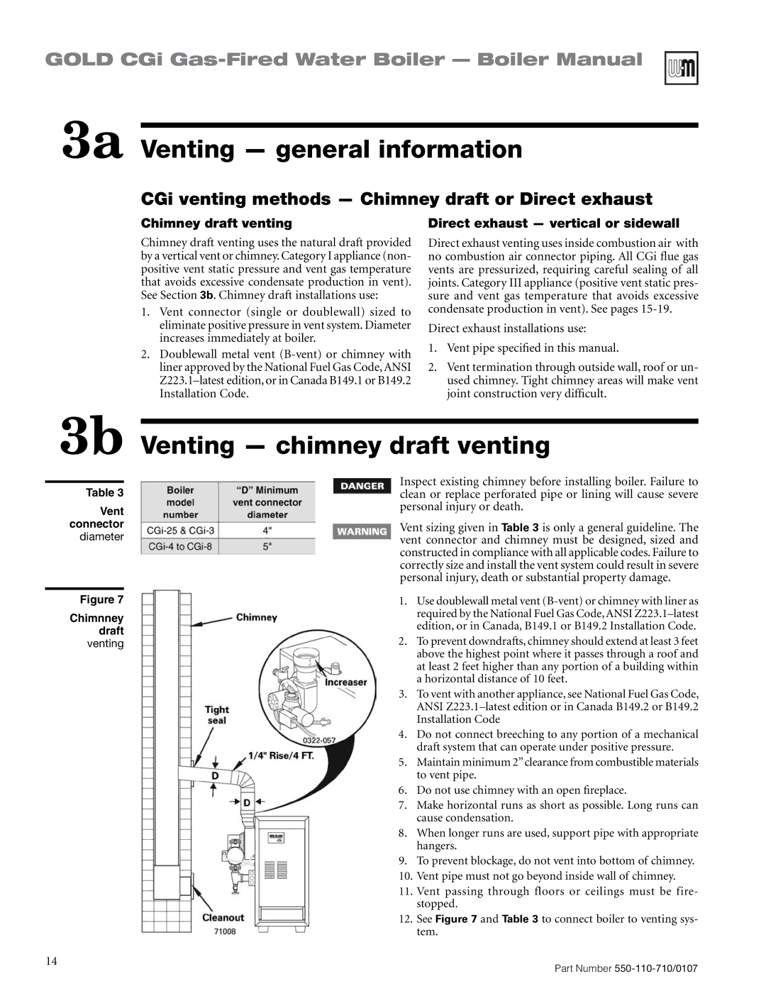 Weil-McLain Series 2 manual 3a Venting general information, Venting chimney draft venting, Chimney draft venting 