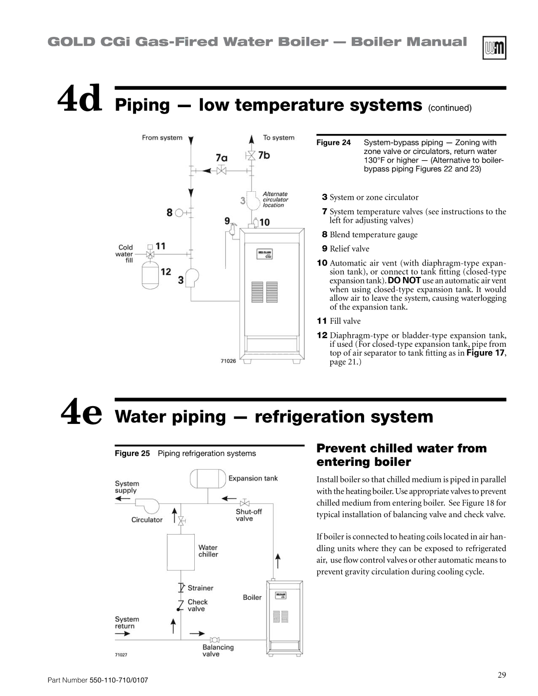 Weil-McLain Series 2 manual 4e Water piping refrigeration system, Prevent chilled water from entering boiler 