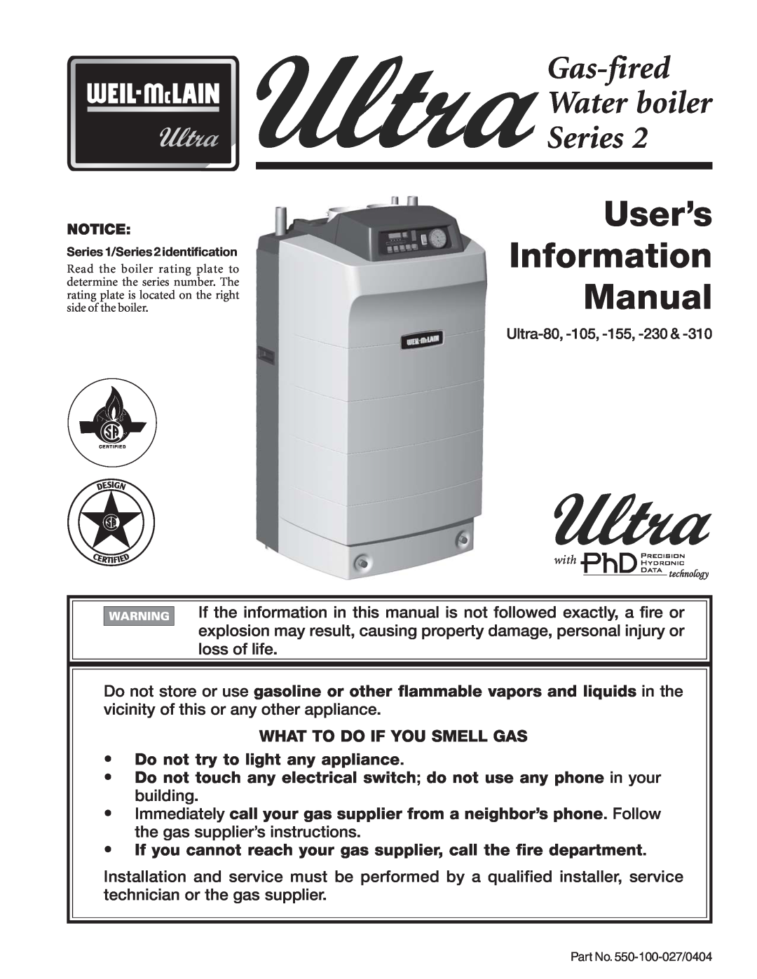 Weil-McLain Series 2 manual User’s Information Manual, Gas-firedWater boiler Series 