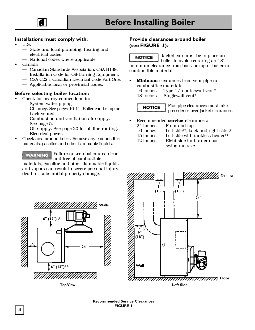 Weil-McLain 550-141-827/1201 Before Installing Boiler, Installations must comply with, Before selecting boiler location 