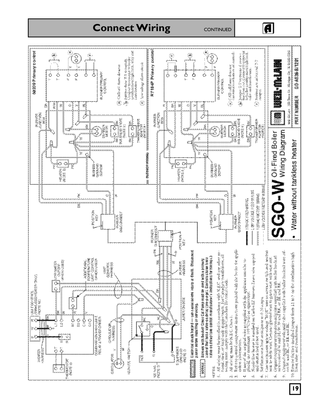 Weil-McLain SGO-W SERIES 3 OIL-FIRED NATURAL DRAFT WATER BOILER, 550-141-827/1201 manual Connect Wiring, Continued 