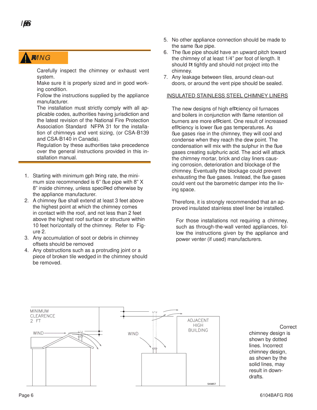 Weil-McLain UO-4 CV, UO-5 CV, UO-3 CV Inspect/Prepare Installation Site, Inspect Chimney or Direct Vent System Tion Hazard 