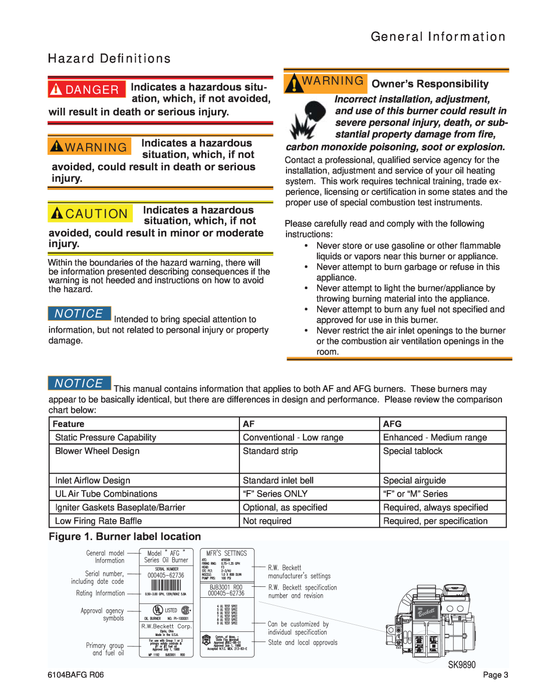 Weil-McLain UO-4 CV manual Hazard Deﬁnitions, General Information, Indicates a hazardous situ, ation, which, if not avoided 