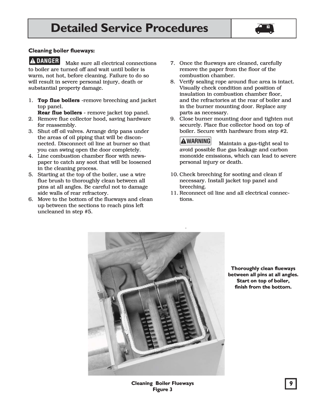 Weil-McLain WGO manual Detailed Service Procedures, Cleaning boiler flueways 
