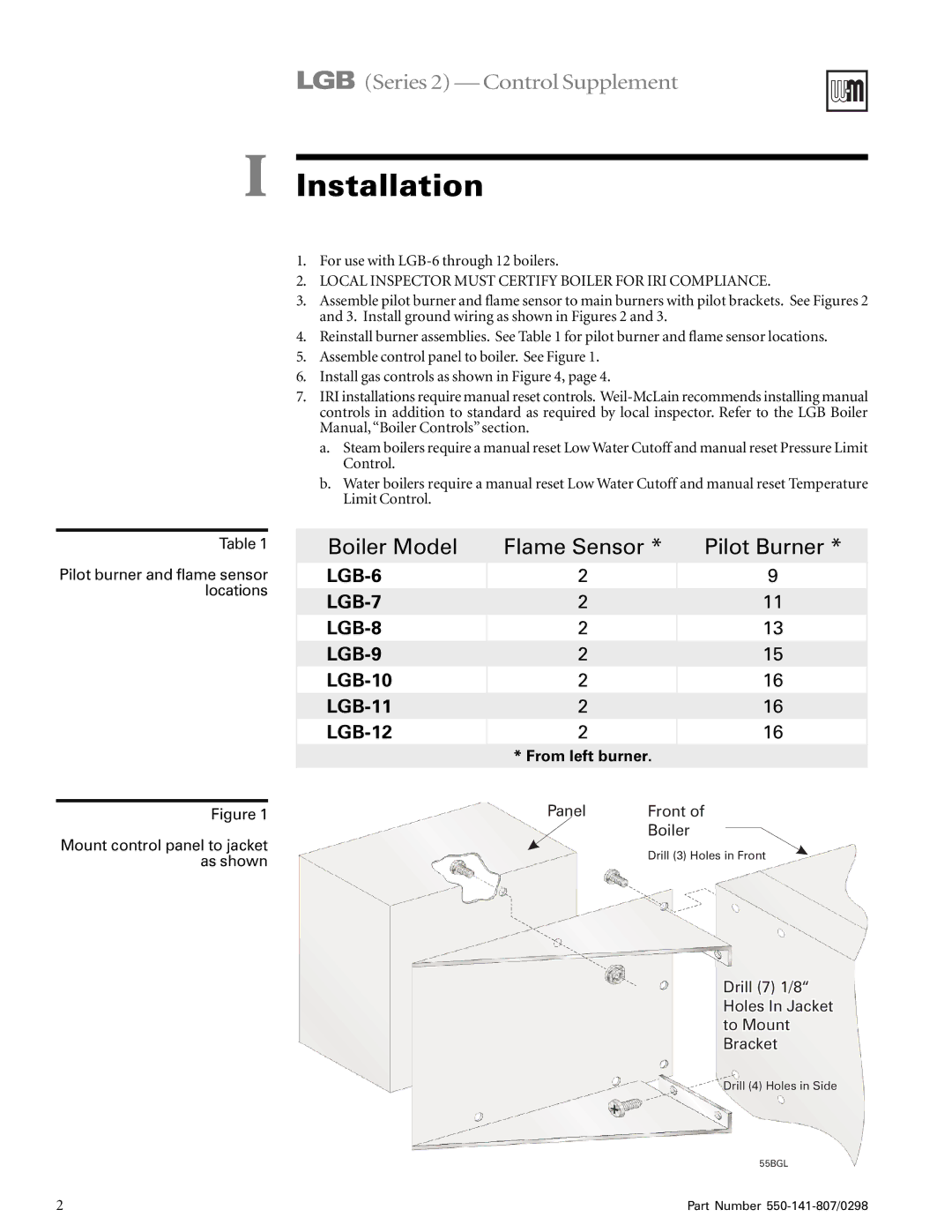 Weil-McLain WMBC-1A manual Installation, ToiAN ToiAP ToiAS ToiAV ToiAFD ToiAFF ToiAFG 