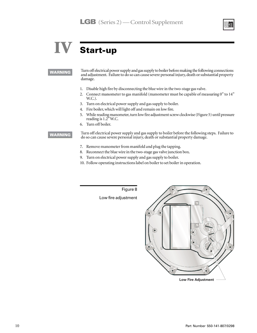 Weil-McLain WMBC-1A manual IV Start-up 