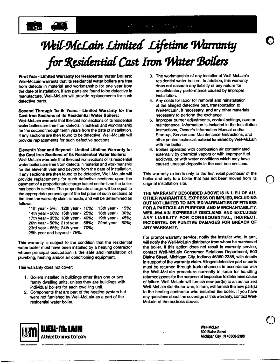 Weil-McLain WTGO, SGO-W manual 