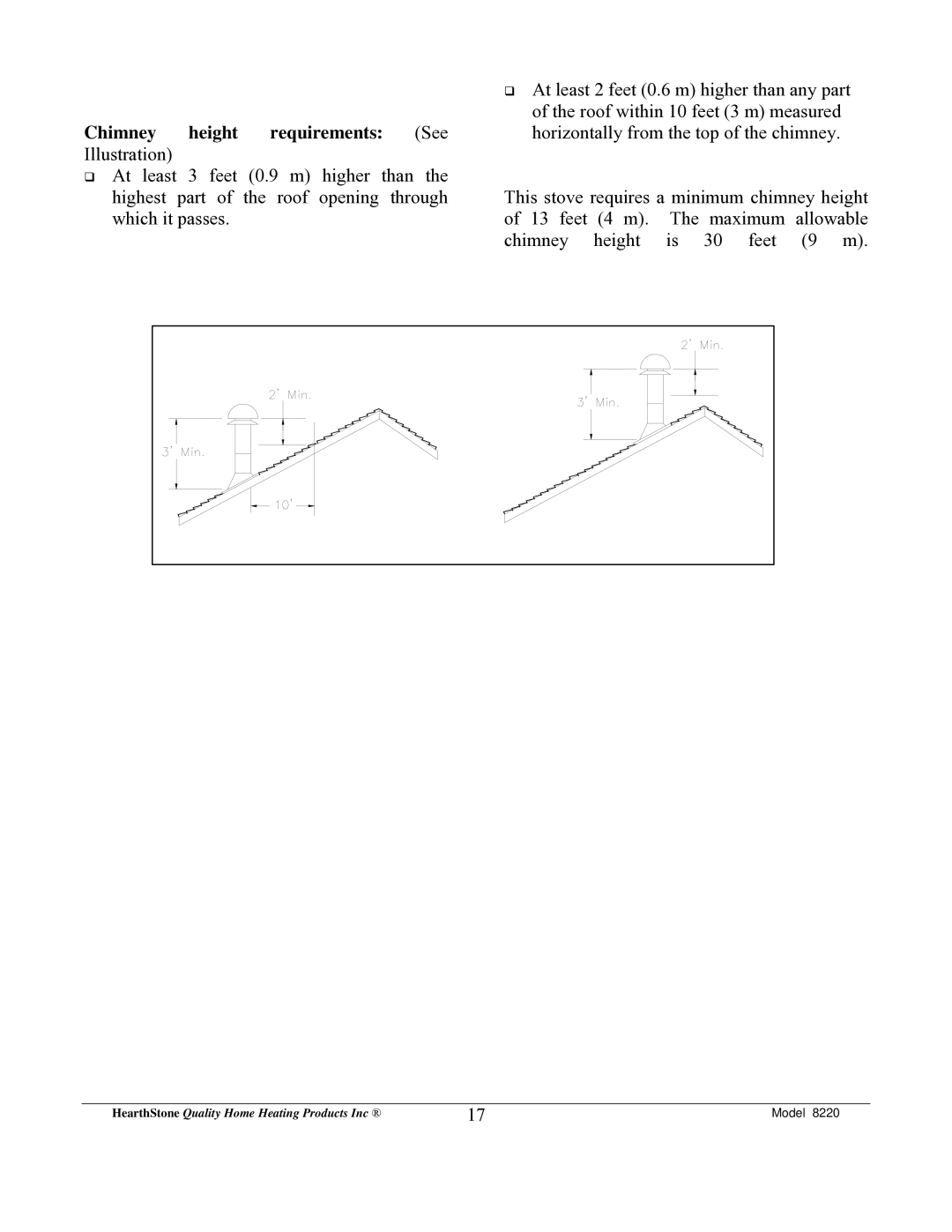 Weiman Products Deva 100 owner manual Chimney height requirements See Illustration 