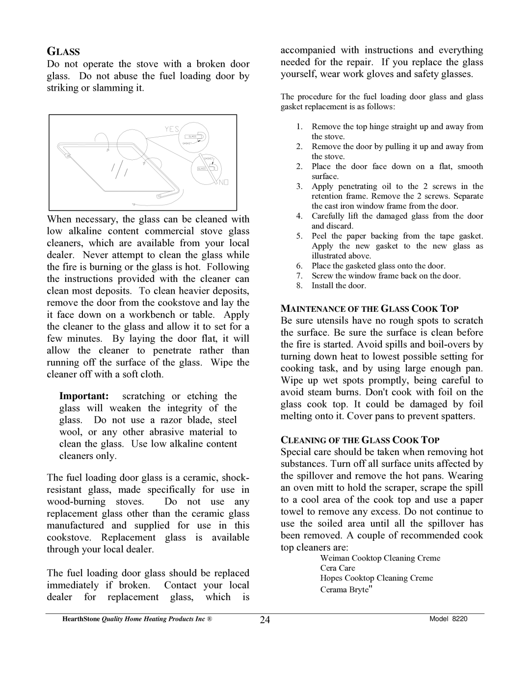 Weiman Products Deva 100 owner manual Glass 