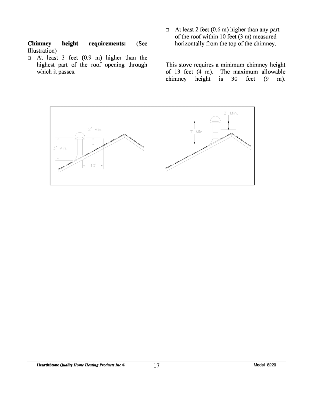 Weiman Products Deva 100 owner manual Chimney height requirements See Illustration 