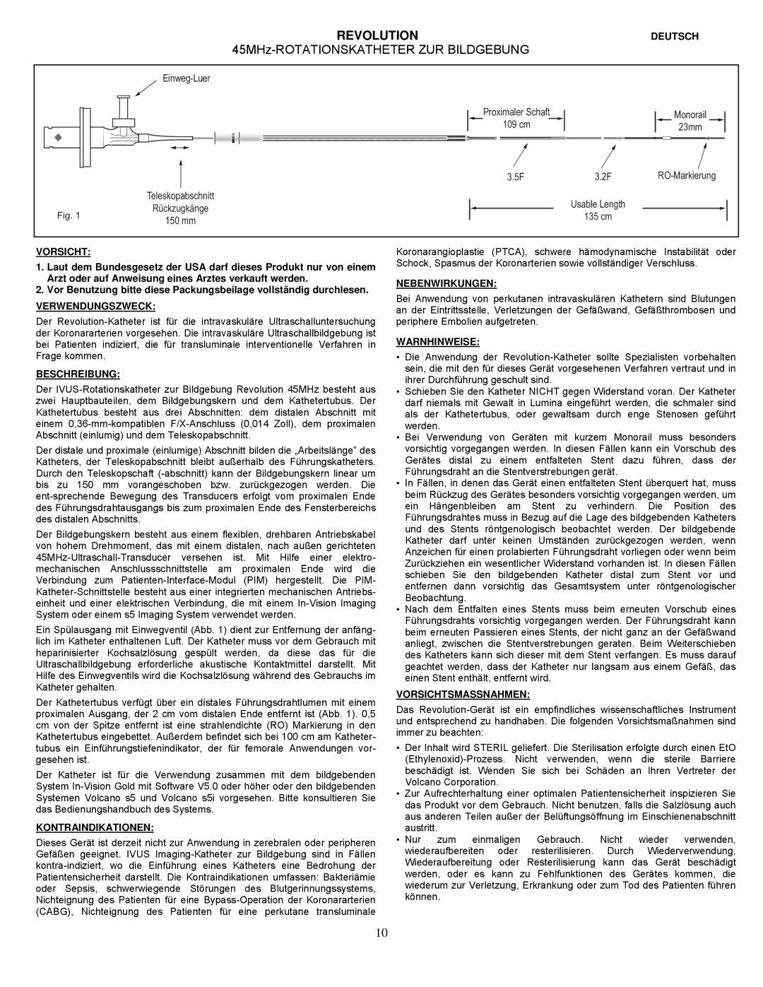 Well REF 89000 manual 45MHz-ROTATIONSKATHETER ZUR Bildgebung 