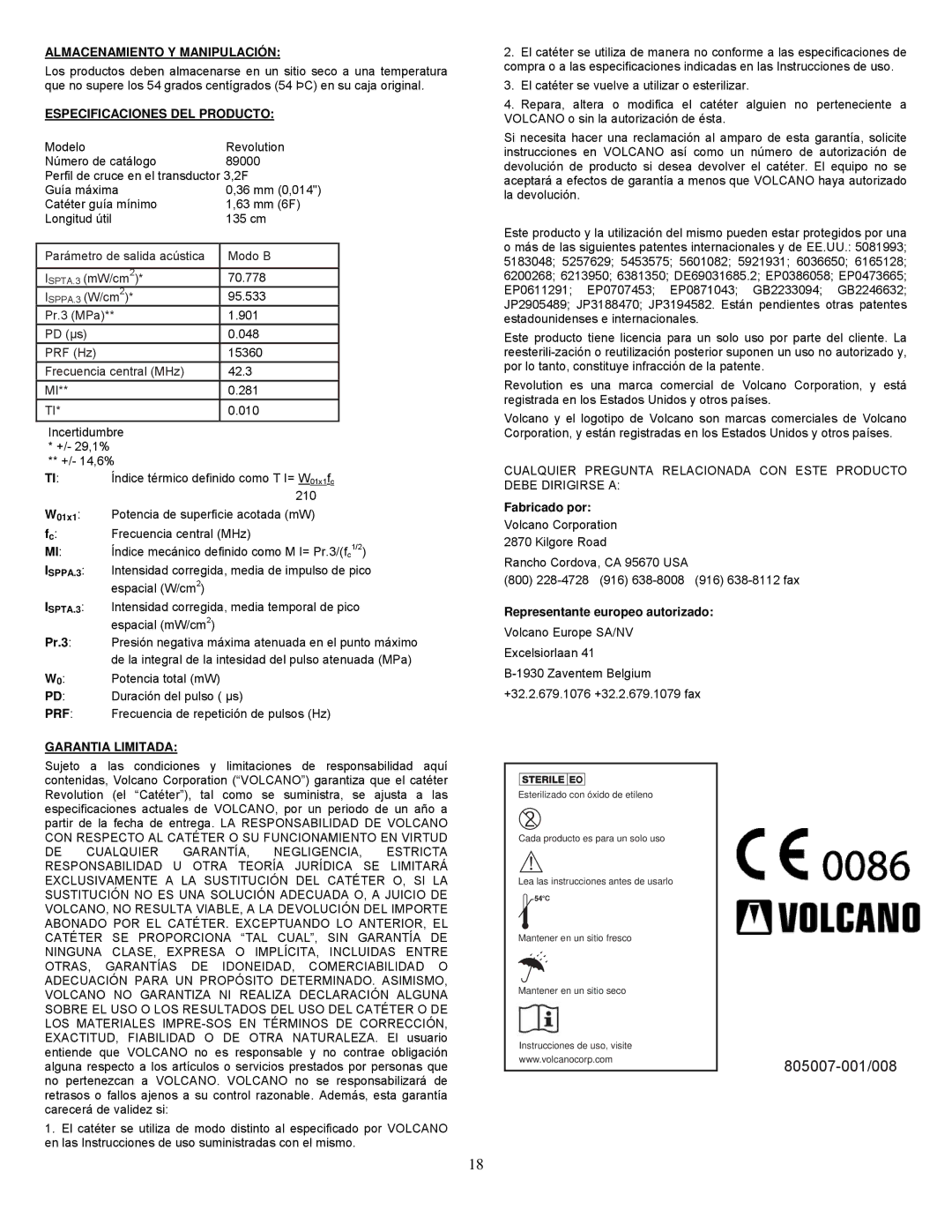 Well REF 89000 manual Almacenamiento Y Manipulación, Especificaciones DEL Producto, Garantia Limitada, Fabricado por 