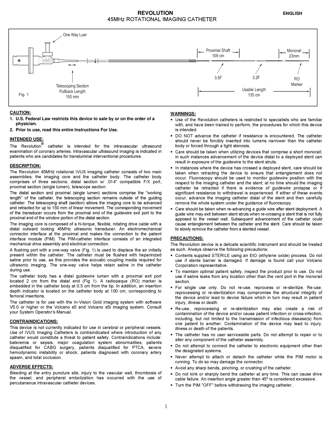 Well REF 89000 manual 45MHz Rotational Imaging Catheter 