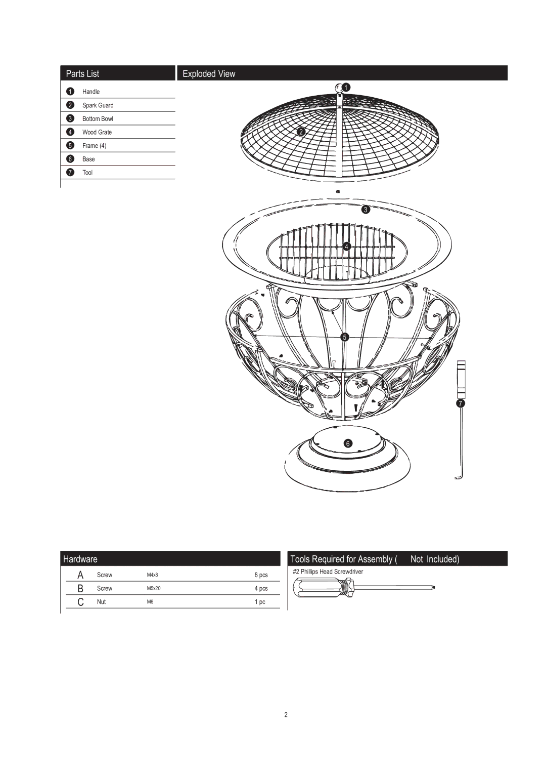 Well Traveled Living 02119, Urn warranty Parts List Exploded View 