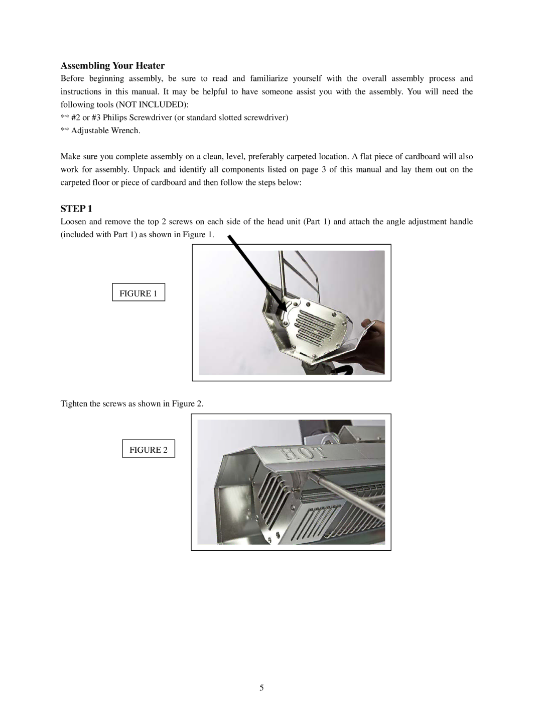 Well Traveled Living 02678, 60694, 02117 owner manual Assembling Your Heater, Step 