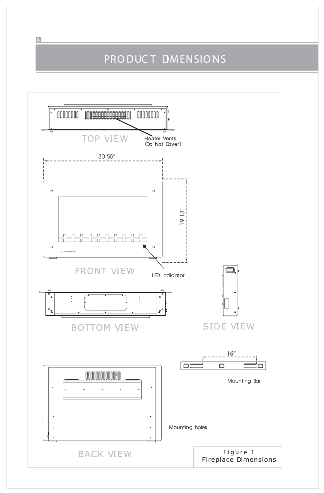 Well Traveled Living BLT-999W-2, 60757 manual 30.55 19.13 