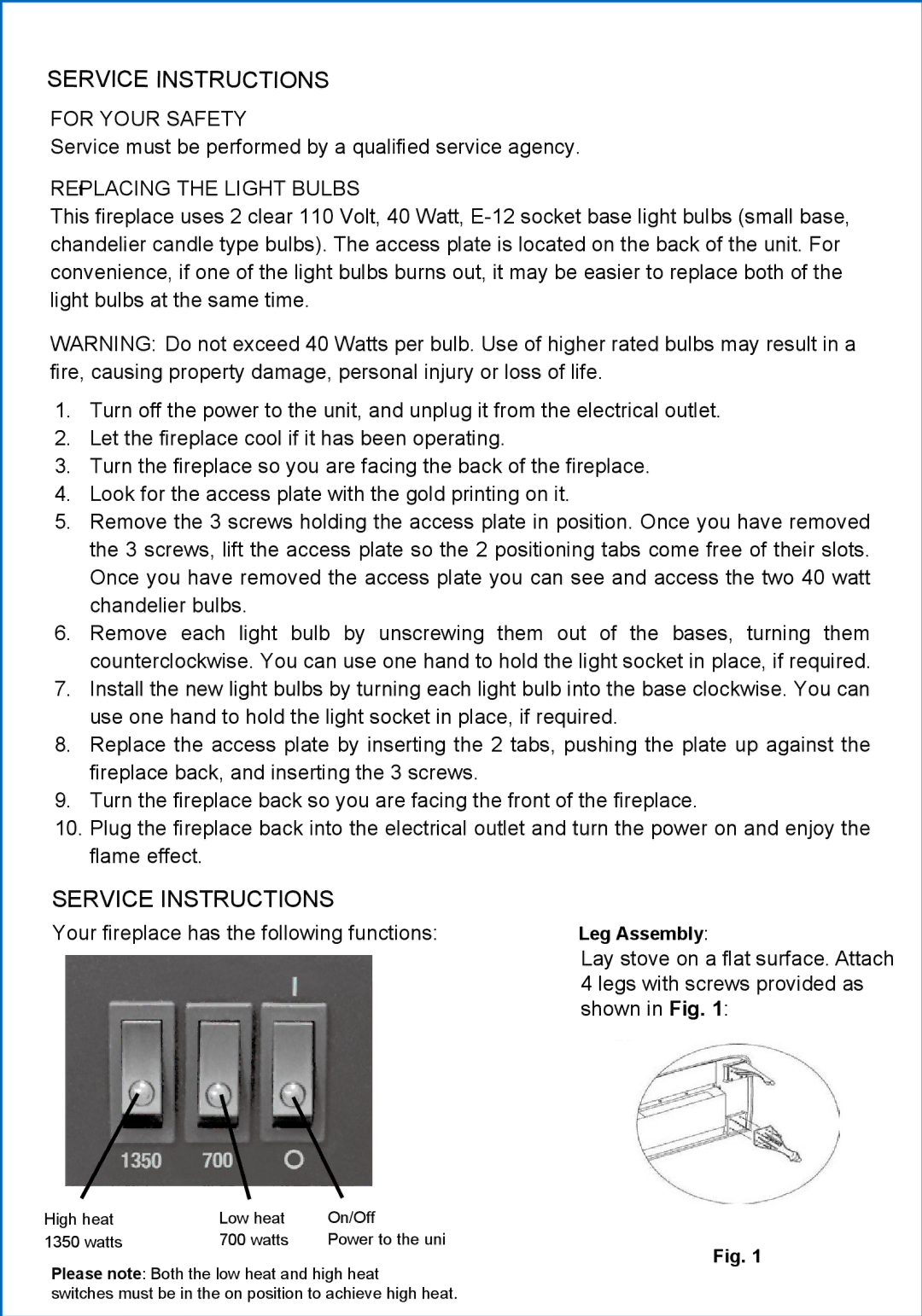 Well Traveled Living Fox Hill, 60354 manual Service Instructions 