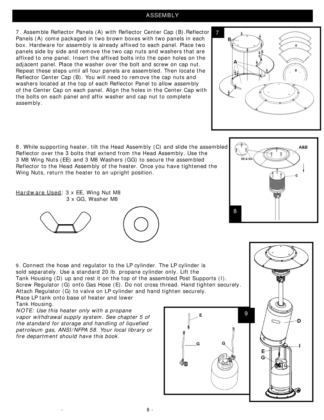 Well Traveled Living LIP-10A-TGG-LPG-SP manual Assembly 