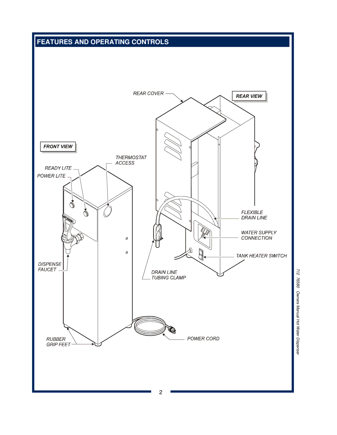 Wells 1222 1222CA owner manual Features and Operating Controls 