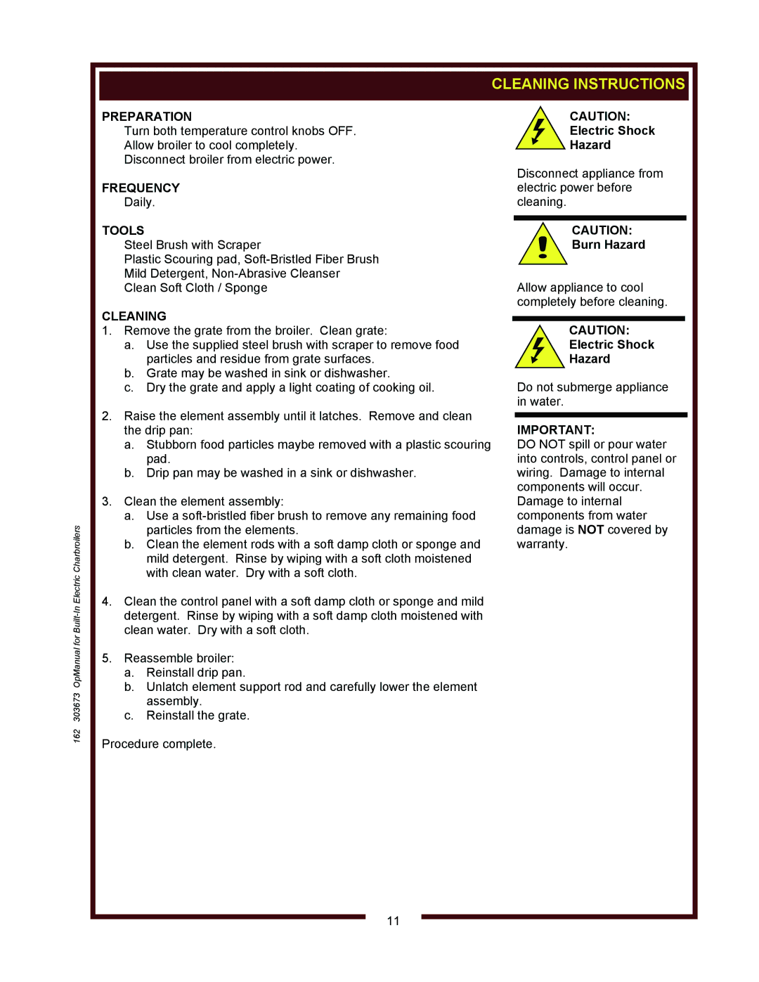 Wells B406, B506, B446 operation manual Burn Hazard 