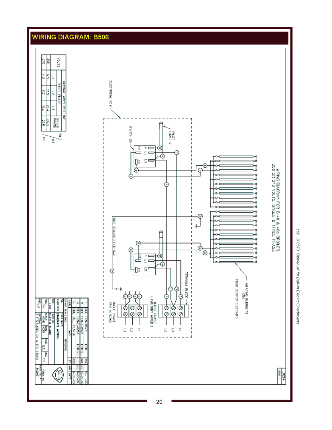 Wells B406, B446 operation manual Wiring Diagram B506 