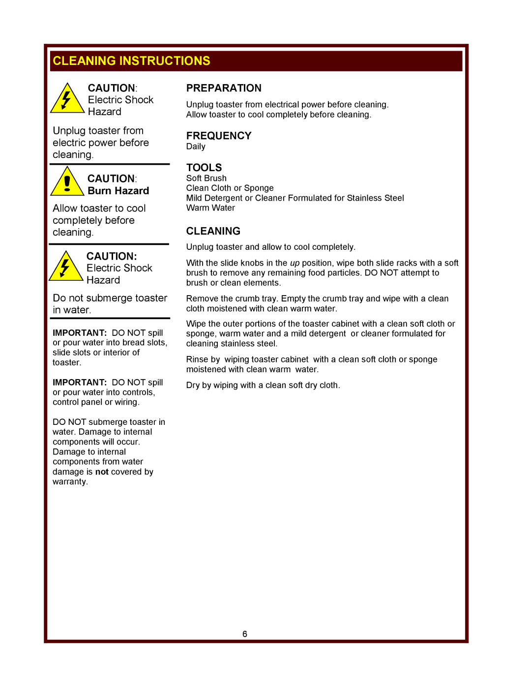 Wells BT-4C, T-4C, T-4C 15A operation manual Cleaning Instructions, Preparation, Frequency, Tools 