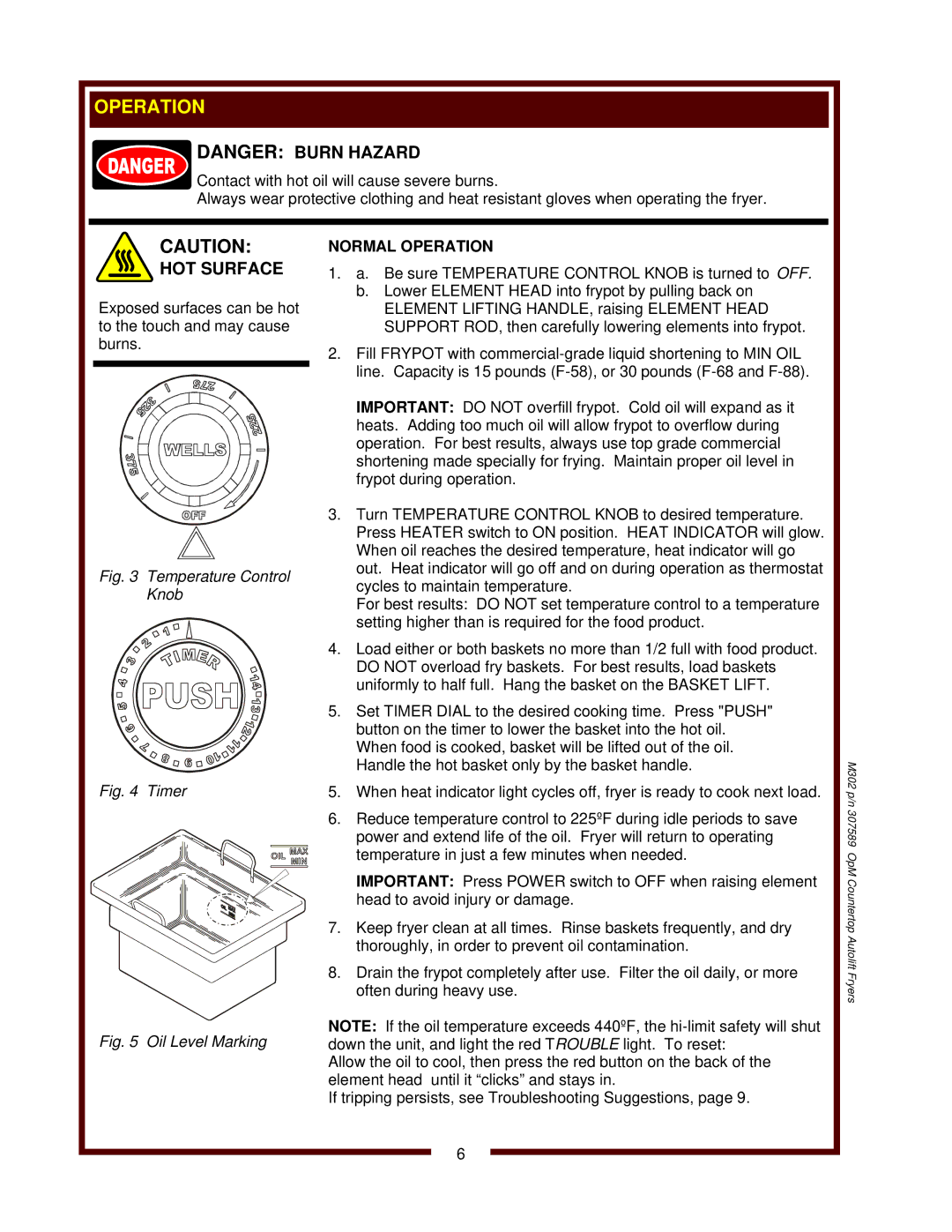 Wells F-88 operation manual Normal Operation 