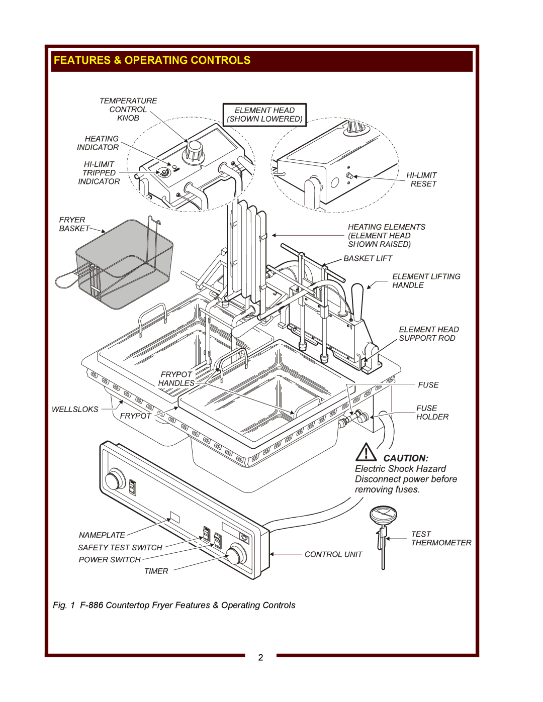 Wells F-886 operation manual Features & Operating Controls 