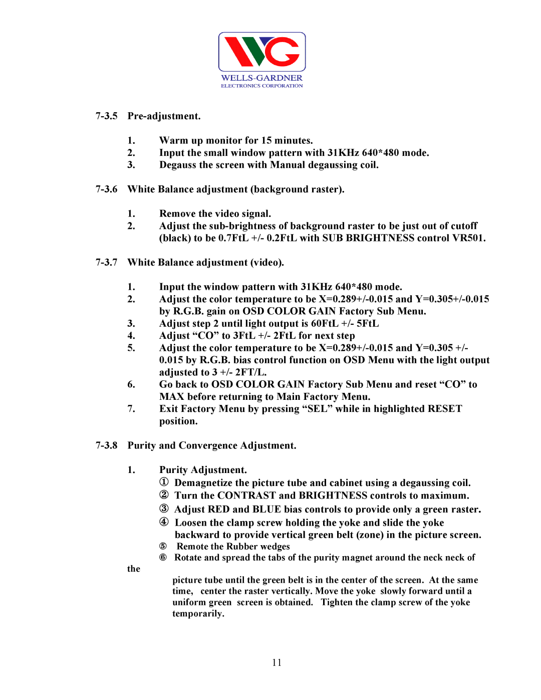 Wells-Gardner D9100 service manual 