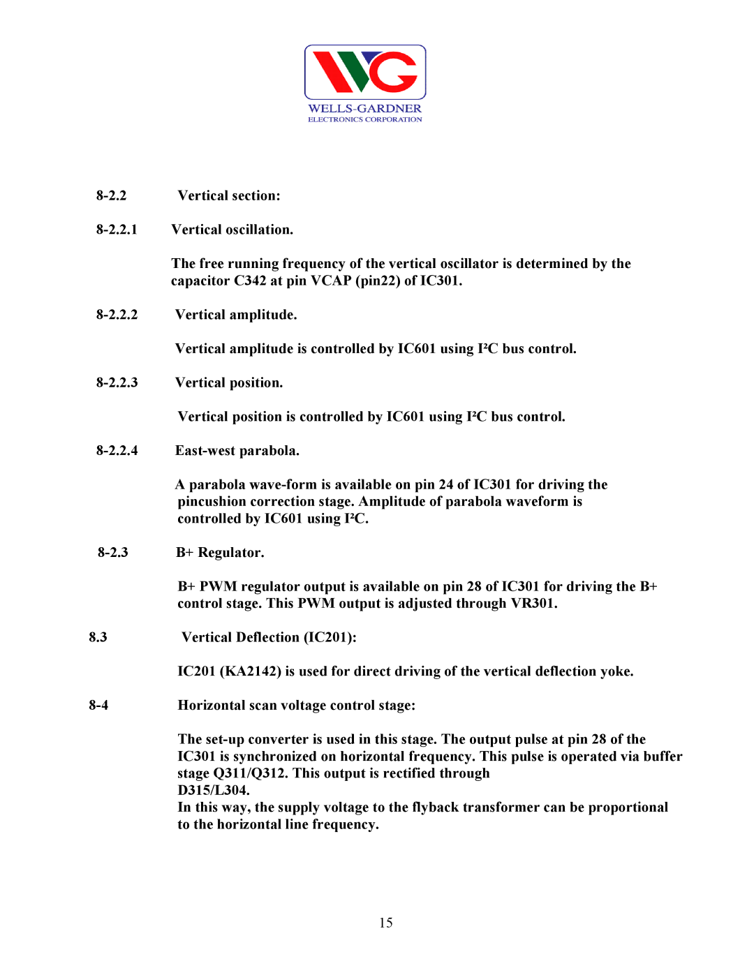 Wells-Gardner D9100 service manual Vertical section 