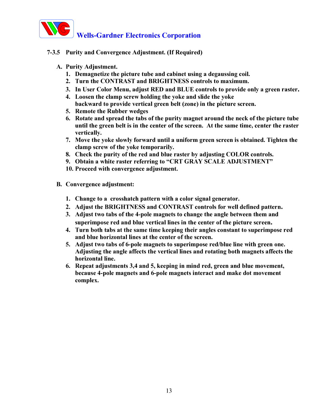 Wells-Gardner D9300 Series service manual Wells-Gardner Electronics Corporation 