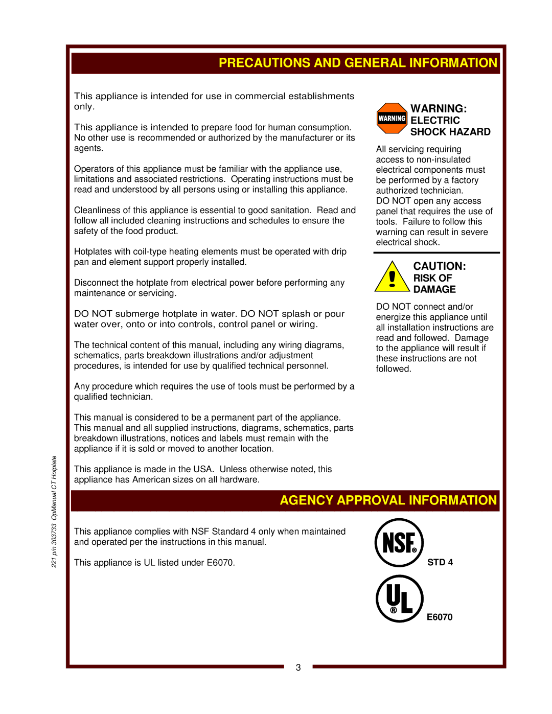 Wells H-33, H-70, H-65, H-63, H-115 operation manual Agency Approval Information 